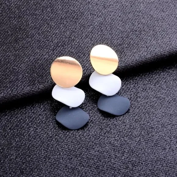 Professional Blue Triple Circle Drop Earrings - Picture 7 of 12